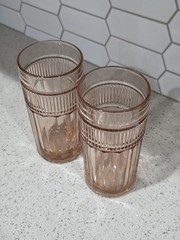 2 Anchor Hocking USA Annapolis Flat Rosewater Ice Tea/ Water Glasses