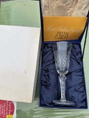 Royal Doulton crystal silver jubilee goblet Fine English Case flute champagne