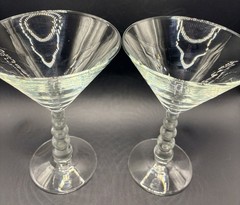 2 Vtg Libbey Metropolis Clear 8 Oz Liquor/Martini Glasses, Graduated Ball Stems