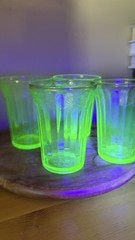 Vintage Cherry Blossom Uranium Glass tumblers Produced By Jeannette glass