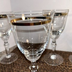 VTG MCM Gold Rimmed Cocktail Glasses 8 4 8” & 4 6” Barware