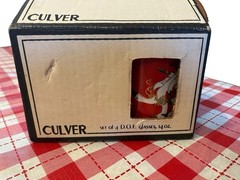 Culver Holly Christmas Goose Geese Set Of 4 Old Fashioned Rocks Mint In Box DOF
