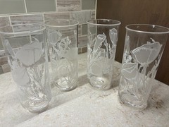 Vintage Culver Encounters «Poppy» set of four acrylic glasses – 6.5″ tall