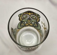 1 MCM Owl Family In A Tree Design Glassware By Libbey 4 1/2″