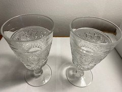 Duncan Miller Clear Glass Goblet Sandwich Pattern 5 3/4″ Tall Set of 2