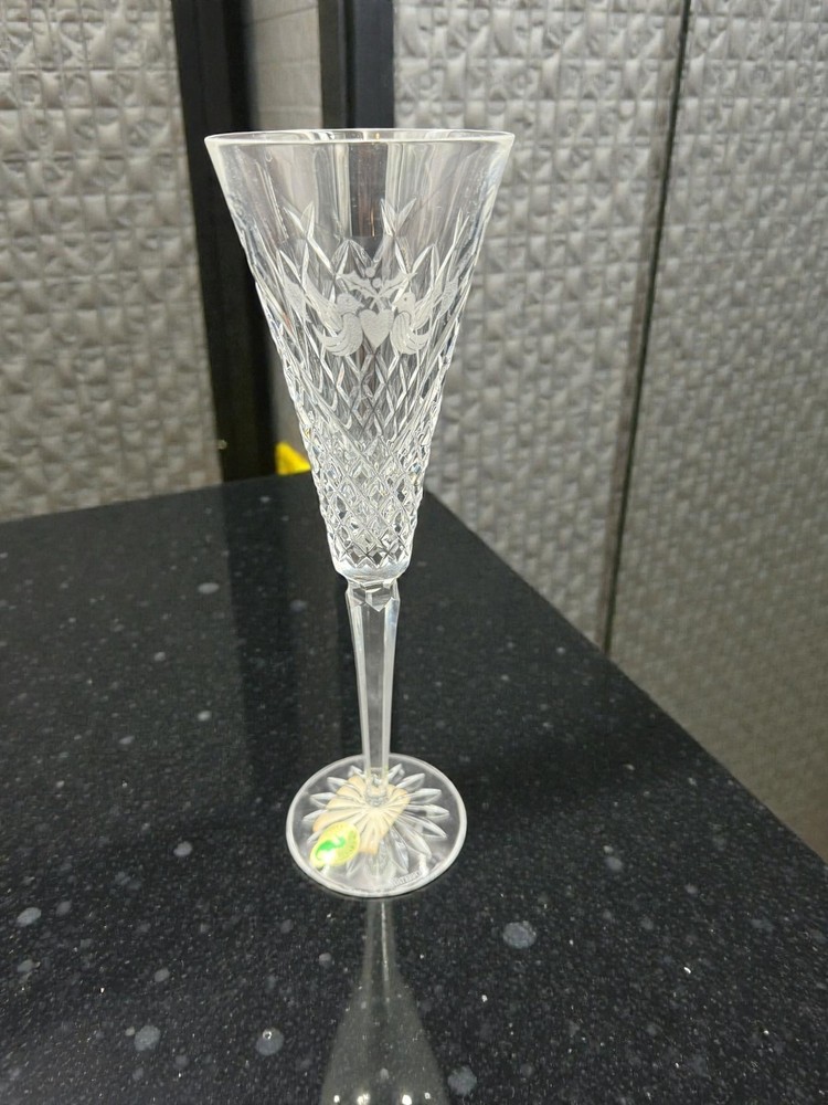 Waterford Crystal 12 Days of Christmas Two Turtle Doves Champagne Flute Glass