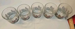 Set of 5 Vintage Luminarc D’Arques Dublin Christmas Holiday Snow Village Glasses