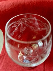 Vintage New 6 Claudia Bohemia Floral Etched Brandy Cognac Crystal Goblet Style