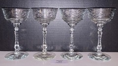 4 Rock Sharpe ARCTIC ROSE Glasses Cocktail Stemware Vintage