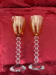 NIB FLAWLESS Glass BACCARAT France Two VEGA Crystal FORTISSIMO RHINE WINE GOBLET