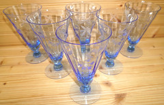 Fry FRY23 Set of (6) Water Goblets, 6″ Blue Glass (S9)