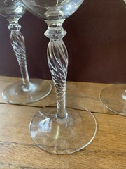 Set Of Four Sasaki Renaissance Gold Trim Crystal Wine Goblets