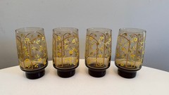 Libbey Accent Glassware Set Of 4 Cooler Glasses 16 Oz Yellow Floral Design