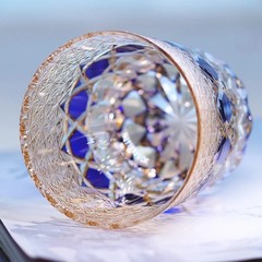 Luxury Cobalt Blue Crystal 11oz Hand Cut Cup | All-Purpose Home Bar Gift Boxed