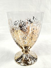 Cristallerie Italian Gold Fleck Sponge Pattern 16 oz Water Goblets Set of 4