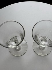 Vintage Tuxedo Penguin Stem Art Nouveau Glass Wine Manhattan Cordial Set Of 2