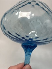 Vintage Empoli Glass Blue Optic Large Brandy Snifter MCM Diamond Cobalt