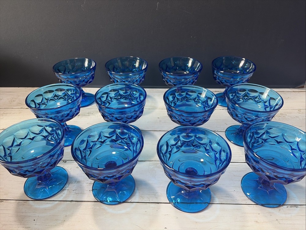 Set of 12 Noritake Perspective Blue Champagne/Tall Sherbet Glasses