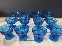 Set of 12 Noritake Perspective Blue Champagne/Tall Sherbet Glasses