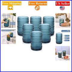 Blue Vintage Glassware Set of 6, 15oz, Dishwasher Safe, Multi-Purpose