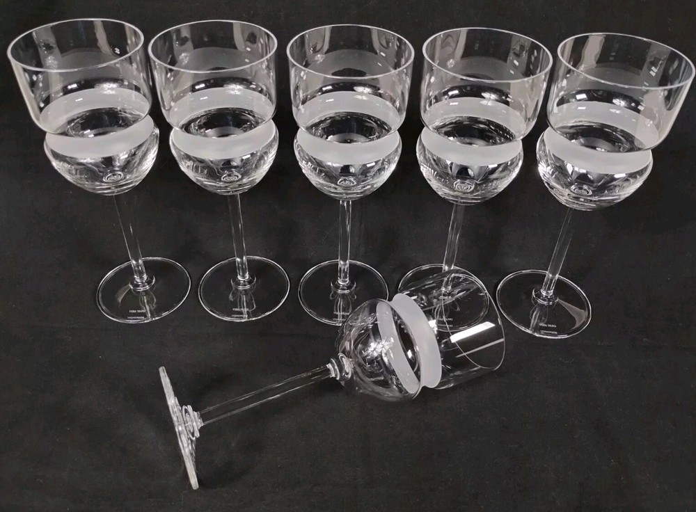 Vera Wang Wedgwood St. Tropez Wine Glasses Clear with Frosted Band Set of 6
