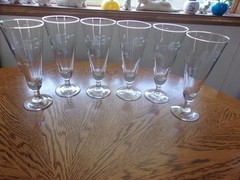 Pilsner Heritage Etched 11 Oz Smooth Stem Crystal Blown Glass – Set of 6