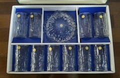 HOYA Crystal Glass Tumbler *10(12×6.5cm/4.72×2.55″)/Ashtray(7.28×1.96″) set HOYA