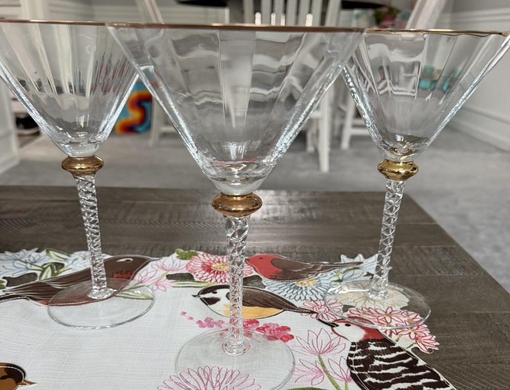 3 Ultra Large Bella Lux Glasses Wedding Toast Martini Cosmo Wine Optic Paneled