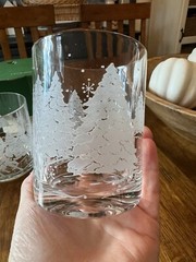 Vtg 4 AVON THROUGH THE WOODS Frosted Winter Scene Glasses Sleigh Ride Christmas
