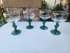 4 Glasses Vintage Clear And Green – Cactus