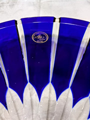 Ajka Castille Alberga Cobalt Cut to Clear 12″ Plate Or 7 3/4″ Iced Tea Glass(es)