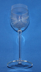 set of 4 etched crystal 7.5″ wine glasses stemware flowers leaves