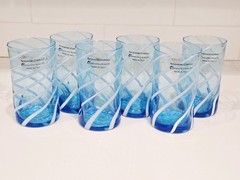 Alessandro Coppola Murano Art Glass Blue Tumblers Set 6 Italy 5.8in