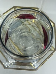 Stain Glass Tall Wine Glasses (2), PartyLite Water Calypso design + Bowl