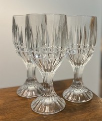 3 Vintage HOME ESSENTIALS Italian Crystal Wine Glasses Heavy Cut Crystal