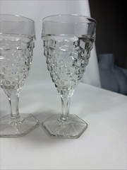 Vtg. Fostoria Wine/Water Goblets Cubist Design Set of 6