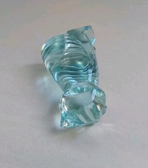 Vintage Aqua Cut Clear Crystal 3.5 X 2″ Owl No Chips Or Cracks