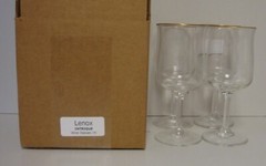 Lenox INTRIGUE Wine Glasses Gold SET OF FOUR More Items Available MINT IN BOX