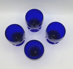 Vintage Morgantown Ribbed Optic Colbalt Footed Glass Tumbler Cordial Liquor – 4