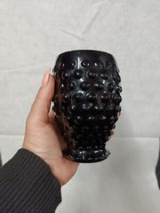 Vintage Black Hobnail Pitcher And Glasses Set