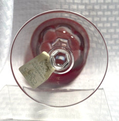 AJKA/DESIGN GUILD WINE GLASS CASED RED CUT TO CLEAR CRYSTAL HUNGARY BOHEMIAN