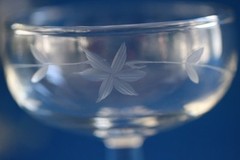 VINTAGE CHAMPAGNE DESSERT GLASSES WITH CUT FLORAL PATTERN SET OF 4