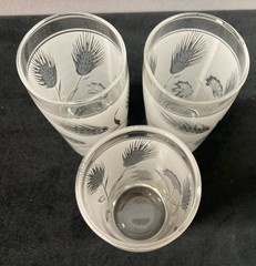 Libbey Frosted Silver Leaf Pattern Mini Tumblers 4oz Set of 3