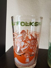 2 Vintage Cartoon Juice Glasses