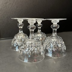 TUDOR Crystal Raleigh Champagne/Tall Sherbet Set of 4 Cut Dots & Lines, Star Cut