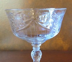 Libbey Rock Sharpe Salon 1023 Stem Lattice Bow Clear 6 ½” Champagne Sherbet(s)