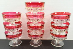 10 Tiffin Franciscan Kings Crown Ruby Flashed Champagne Sherbet Set Vintage MCM