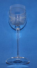 set of 4 etched crystal 7.5″ wine glasses stemware flowers leaves