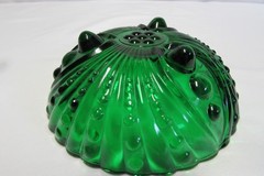 Vintage Anchor Hocking Forest Green Bubble Glass Footed Bowl w/Original Sticker