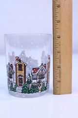 VTG Luminarc Dublin Christmas Village Glasses Tumblers Rocks Lowball Set 3
